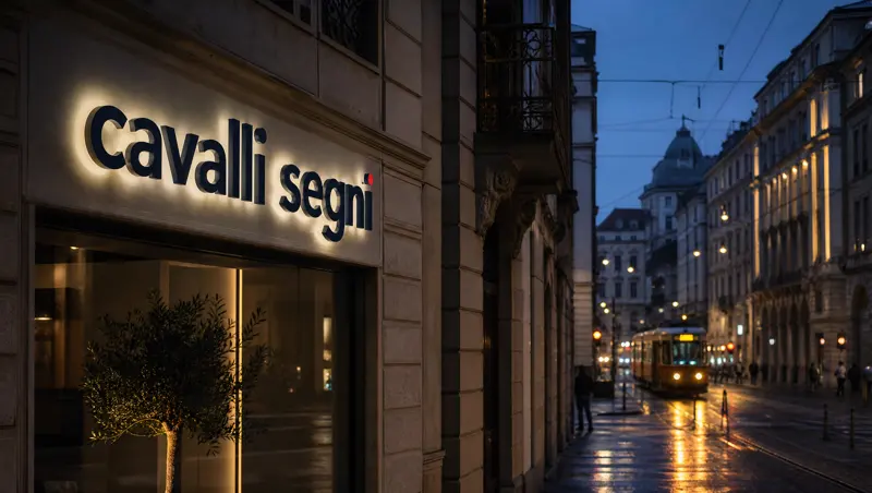 Insegna in lettere retroilluminate su facciata a Milano (immagine illustrativa)